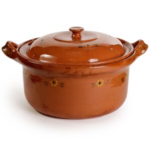 ancient cookware, mexican clay lidded cazuela pot, jumbo, terracotta, 12 quarts