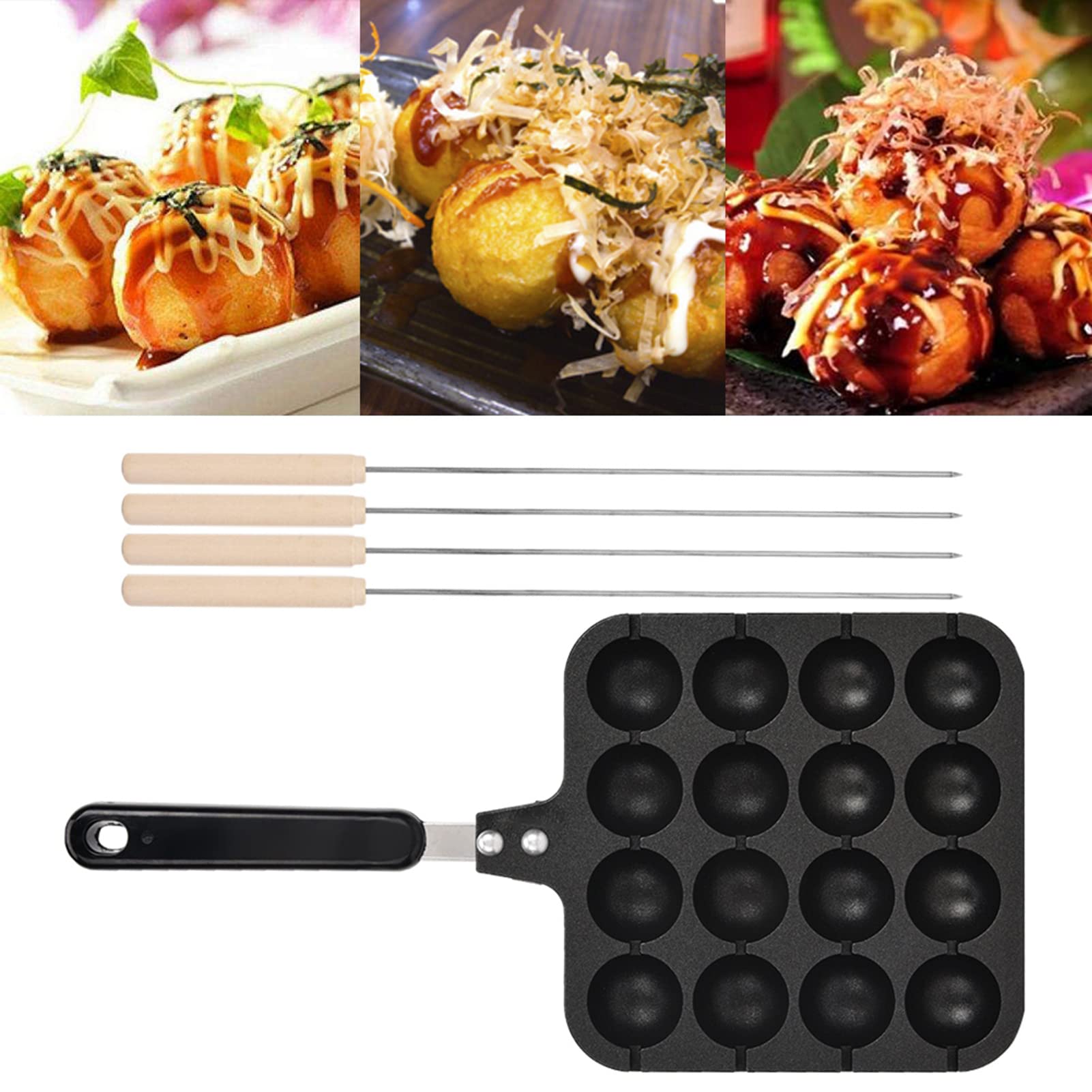 Takoyaki Cast Iron, Ableskeever Pan Cast Iron, Takoyaki Griddle Stuffed Pancake Maker for Making Munk, Takoyaki Grill Pan Plate for Authentic Danish Stuffed Pancakes