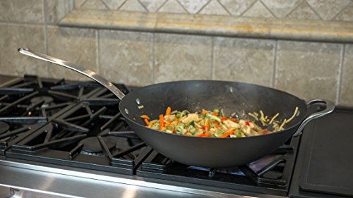 ICON Carbon Steel Dishwasher Safe Oven Safe Induction Safe Cookware (14- Inch Wok)