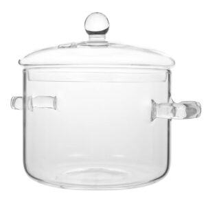 doitool glass saucepan heat resistant: 1900ml glass cooking pot with cover nonstick soup pot sauce pan for soup pasta noodle baby food transparent