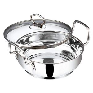 vinod cookware stainless steel kadai with lid 3.7 liters, ikd 26