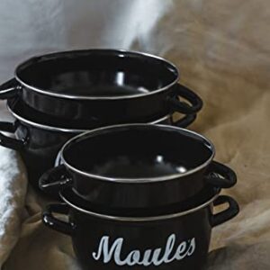 KitchenCraft Mussel Pot, World of Flavours, Enamel Dual-Purposed Lid, Medium 18 cm (6.5''), Black