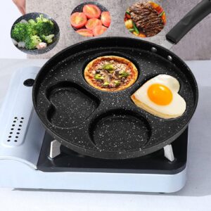 Rwoora Non Stick Frying Pans Romantic Heart Circle Egg Pan Multifunction Omelette Pan Breakfast Skillet Anti-scalding Handle Easy To Hang Complete with Oil Brush and Dishcloth