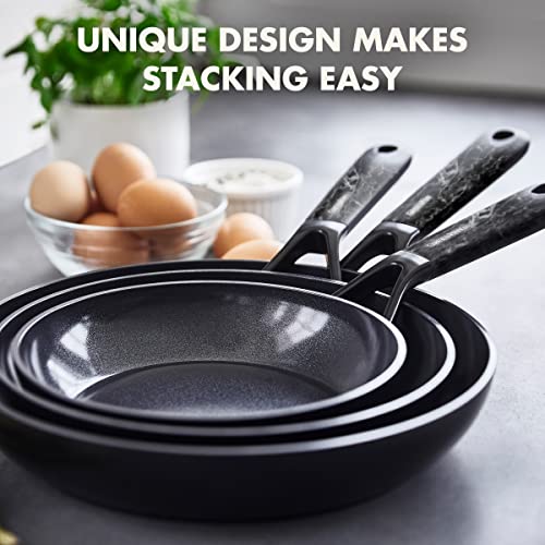 GreenPan SmartShape Healthy Ceramic Nonstick, 5 Piece Cookware Set, PFAS-Free, Dishwasher Safe, Black Marble