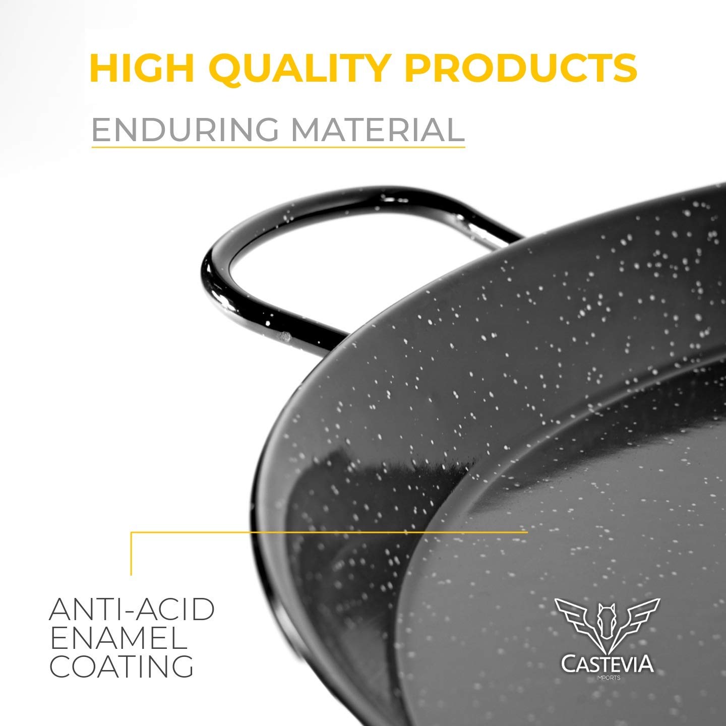 Castevia 20-Inch Enameled Steel Paella Pan, 50cm / 13 servings