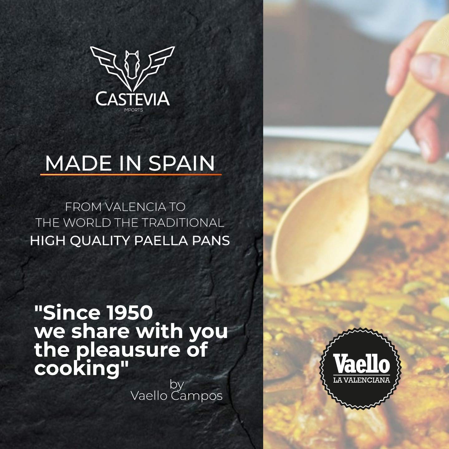 Castevia 20-Inch Enameled Steel Paella Pan, 50cm / 13 servings