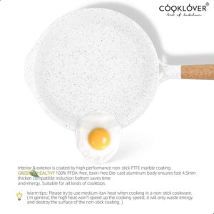 COOKLOVER Nonstick Frying Pan Induction Sauté Pan with Lid - 9.5 inch- White + Nonstick Frying Pan - 11inch- White