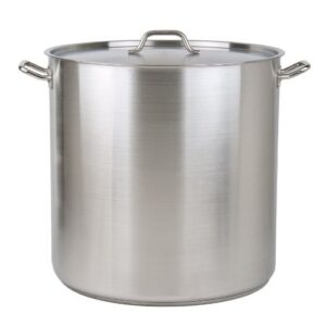 tiger chef 100 quart heavy-duty stainless steel stock pot with cover 3-ply clad base, induction ready, with lid cover nsf certified item