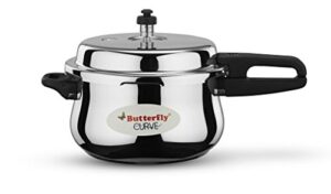 butterfly stainless steel 5.5-liter curve pressure cooker, large, silver
