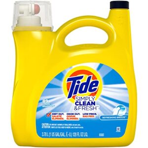 tide simply clean & fresh liquid laundry detergent, refreshing breeze, 128 fl oz (3.78 l)