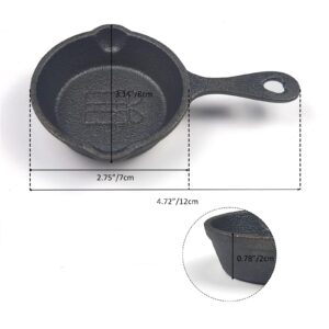 HAWOK Cast Iron Mini Skillet with wishing card gift bag DIA. 2.75 inch Set of 6 Black…