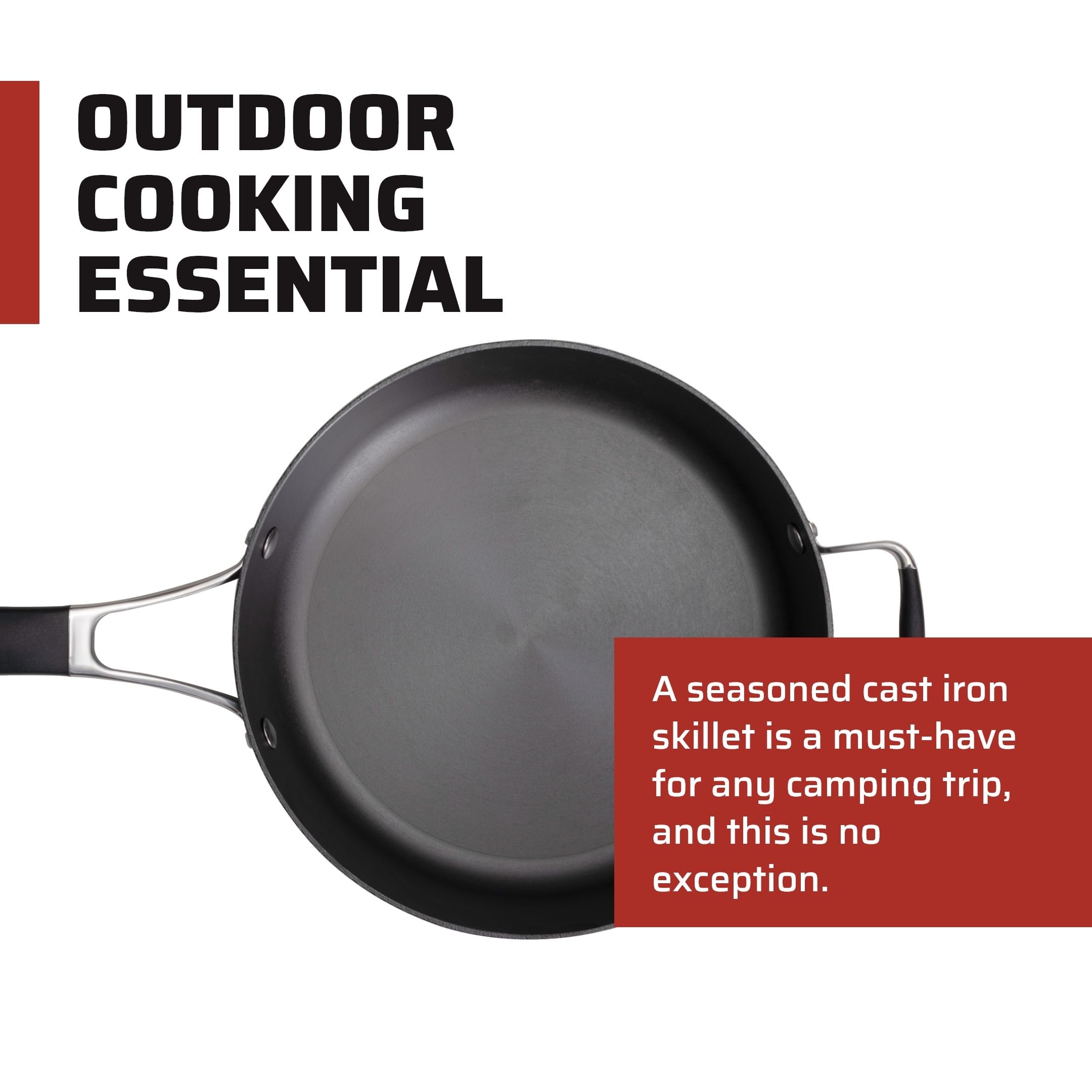 Camp Chef 10" Cast Iron Skillet, Oven Safe, No Nonstick Coating, Ideal for Camping Trips