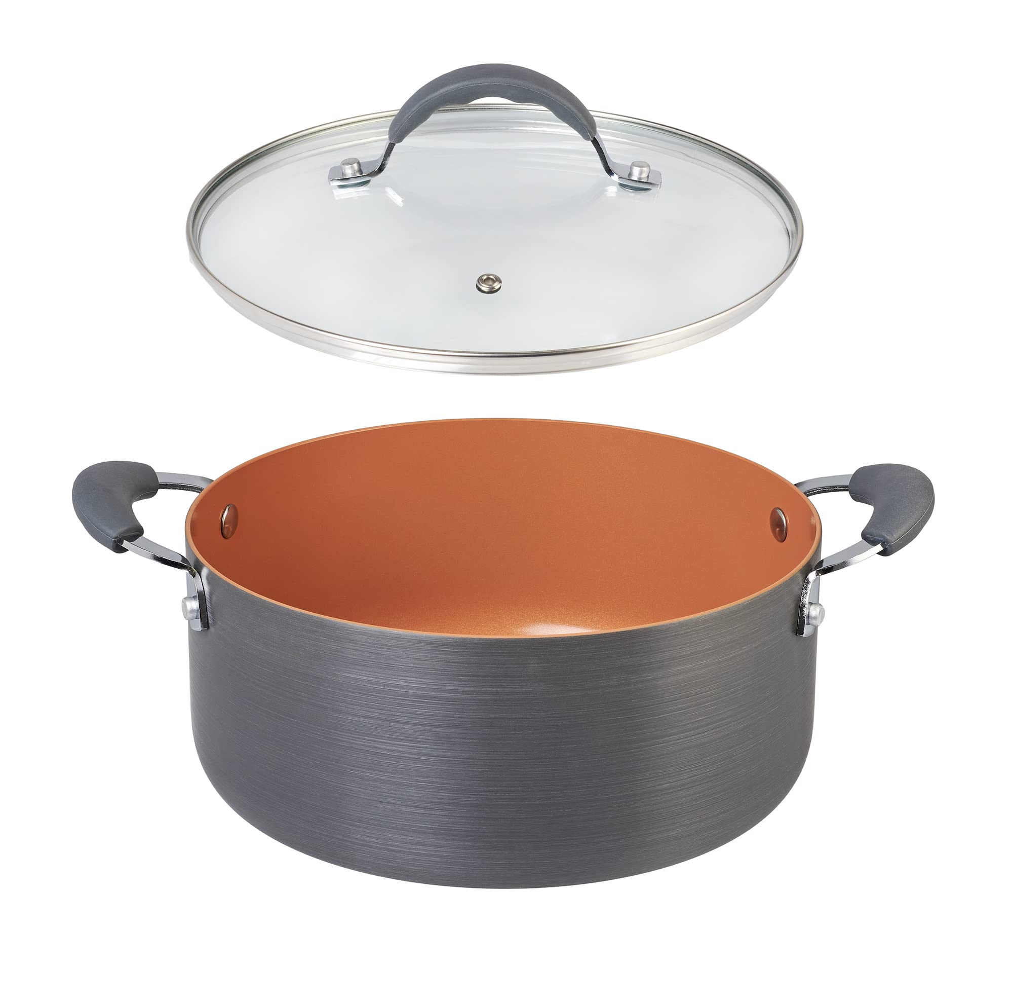 Servappetit 5 qt. Dutch Oven Copper Nonstick, 13" Diameter with Handles, 7.5" with Lid Top