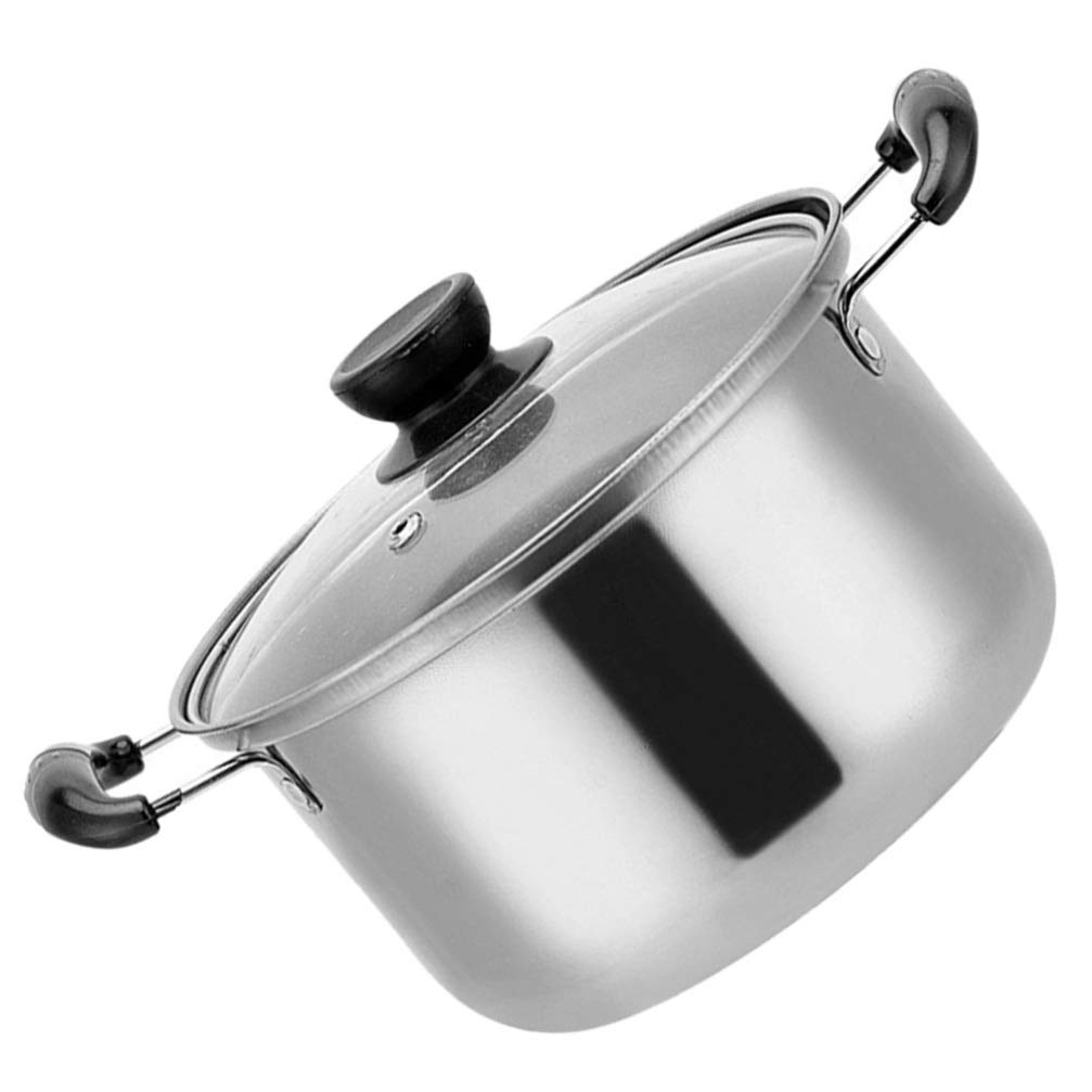 Housoutil Stainless Steel Small Stockpot Kitchen Stock Pots Nonstick Soup Pot with Handle and Lid Milk Warmer Pot Pasta Pot Sauce Pan Cooking Pot Hot Pot for Home Restaurant 18cm