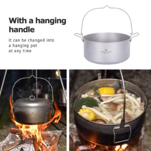 Boundless Voyage Titanium Food Steamer Pan Stock Pot Soup Pot Outdoor Hanging Pot Portable Travel Household Kitchenware Cooking Kit Hot Pot for Camping Picninc (Ti2112C-4.5L stockpot ONLY)
