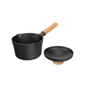 saucepan with lid, sauce pans nonstick milk pot with wood handle, taste plus 2 quart cooking pot with pour spout, pfoa free black soup pot