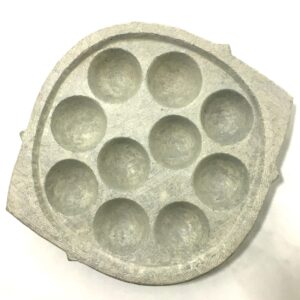ancient cookware, indian soapstone paniyaram maker - 10 pit