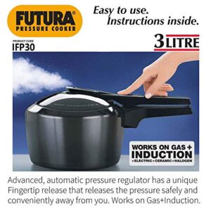 Futura Hawkins 3-Litre Hard Anodized Induction Compatible Pressure Cooker, Small, Black