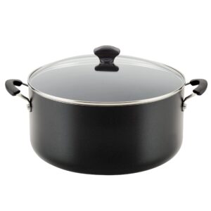 farberware cookware nonstick stockpot with lid, 10.5 quart-black