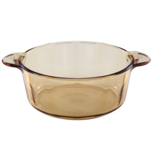 visions 1055330 vm2.25 2.25l amber glass casserole/dutch oven round dish