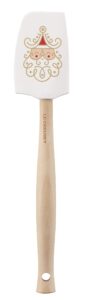 le creuset silicone noel collection medium spatula, 11 1/8" x 2 1/4", white with printed design & gold foil