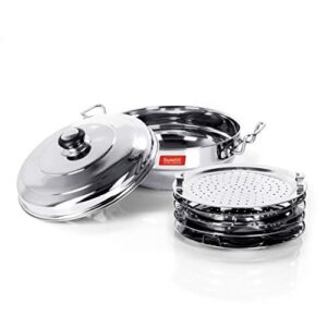 Sumeet Stainless Steel Induction Encapsulated Bottom Gas Stove Friendly Multi Utility Kadhai Set with Lid and 5 Plates (Steel)