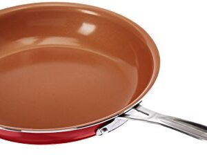 Gotham Steel Ceramic and Titanium Nonstick Fry Pans, Red, 11"