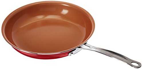 Gotham Steel Ceramic and Titanium Nonstick Fry Pans, Red, 11"