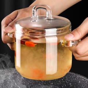 Glass Cooking Sauce Pan Glass Saucepan with Lid Stew Pot Steaming Cup Steam Soup Bowl Stovetop Cooking Noodle Pot for Egg Custard Birds Nest Tonic 700ml Glass Soup Pot