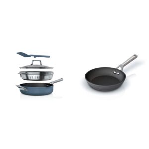 ninja cw102bl foodi neverstick possiblepan, premium set, macaron blue & c30020 foodi neverstick premium 8-inch fry pan, hard-anodized, nonstick, durable & oven safe to 500°f, slate grey