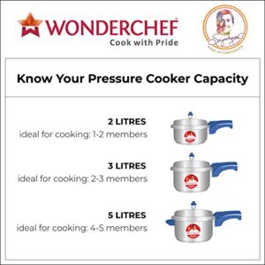 Wonderchef Nigella Stainless Steel Indian Cooking Outer Lid Pressure Cooker, 2 Quarts, Silver & Blue