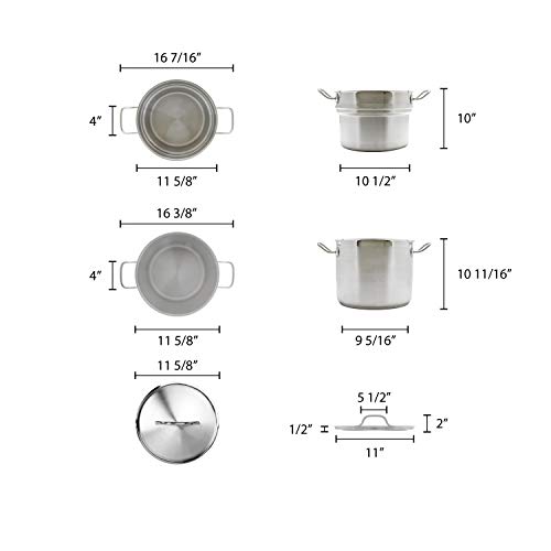 Thunder Group 16 quart 18/8 stainless steel double boiler (3 pcs set), comes in each