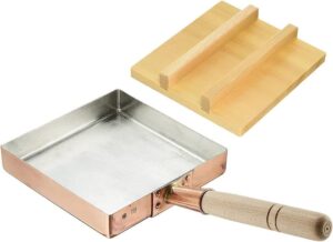 tikusan japanese tamagoyaki omelets copper pan with wooden lid 9.4 inch (24×24 cm) square type egg pan