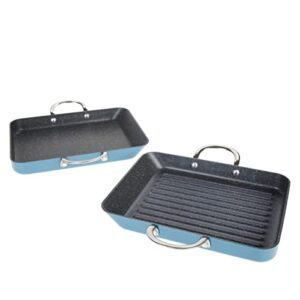 curtis stone grill & griddle slide-out pans - blue slate