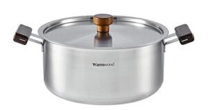 dr.hows warmwood nonstick pot 7 inch with lid - small kitchen stainless steel pot with wooden handles - lightweight pot for induction, ceramic, electric, halogen and gas cooktops