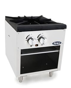 atosa cookrite atsp-18-1 18" heavy duty countertop hot plate stock pot range for food truck | 22.8"h x 18"w x 20.9"d, stainless steel, cast-iron (2) burners and top grate, 80,000 btu, liquid propane