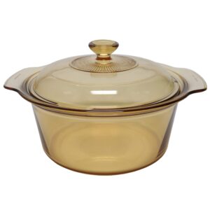 visions 3.5l covered dutch oven amber glass pot & lid