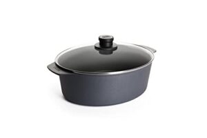 woll plus/diamond lite induction oval roaster with lid, 6.3 quart, 10, gray
