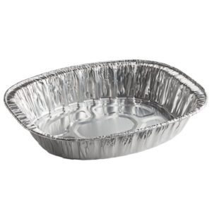 nicole fantini disposable oval roasting pan - durable turkey roaster pans extra large, heavy-duty aluminum foil, deep, oval shape for chicken, meat, brisket, roasting, baking, recyclable: 10 pans