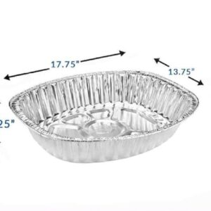 Nicole Fantini Disposable Oval Roasting Pan - Durable Turkey Roaster Pans Extra Large, Heavy-Duty Aluminum Foil, Deep, Oval Shape for Chicken, Meat, Brisket, Roasting, Baking, Recyclable: 10 Pans