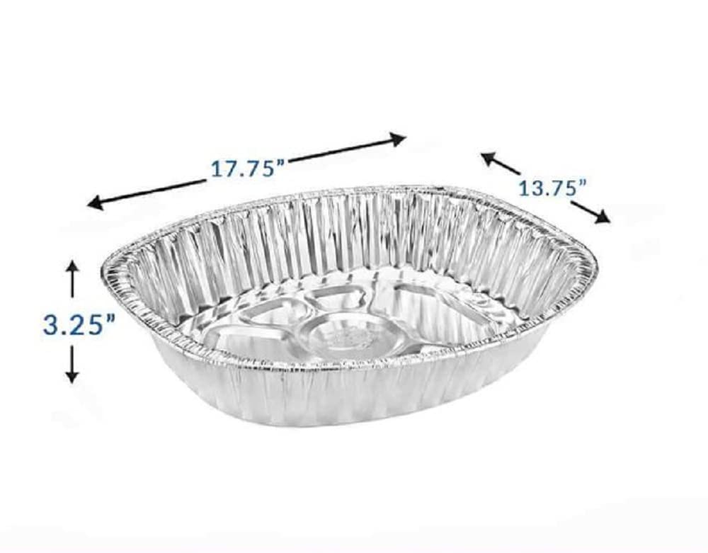 Nicole Fantini Disposable Oval Roasting Pan - Durable Turkey Roaster Pans Extra Large, Heavy-Duty Aluminum Foil, Deep, Oval Shape for Chicken, Meat, Brisket, Roasting, Baking, Recyclable: 10 Pans