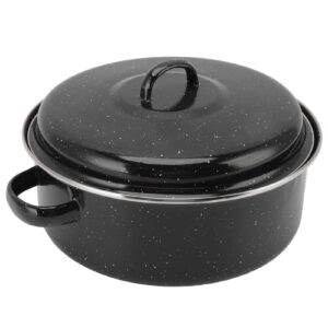 roasting pan, non stick enamel iron stainless steel black speckled bbq pot roast pan with lid, roasted sweet potatoes chestnuts (iron cover 26cm)