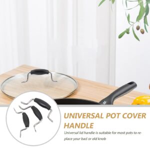 EXCEART Pot Cover Handles Pot Side Handles Replacement Pot Handle Grip Heat Resistant Pot Side Handles Kitchen Cookware Supplies (Black) Metal Pot Lid Replacement Knob