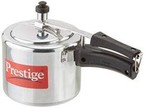 prestige prnpc3 nakshatra plus 3-liter flat base aluminum pressure cooker for gas and induction stove, small, silver