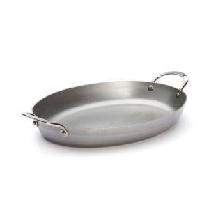 de buyer mineral b carbon steel oval roasting pan - ideal for roasting meat, seafood & veggies - naturally nonstick - made in france