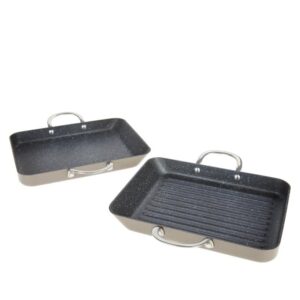 curtis stone grill & griddle slide-out pans - gray, 11.28''l x 8.66''w x 2.04''h; 10.98'' diameter