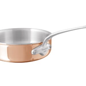 Mauviel M’6S 6-Ply Polished Copper & Stainless Steel Saute Pan With Cast Stainless Steel Handle, Suitable For All Types Of Stoves, 3.2-qt, Made in France