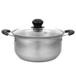 operitacx saucepan pasta pot noodle pot with lid handles stainless steel stock pot metal stew pot ramen cooker for boiling water milk sauce gravies noodles 18cm hot pot