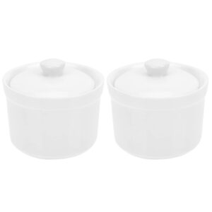 angoily 2pcs ceramic stew pot with lid small steam soup bowl steaming cup stockpot cookware for egg custard medicinal birds