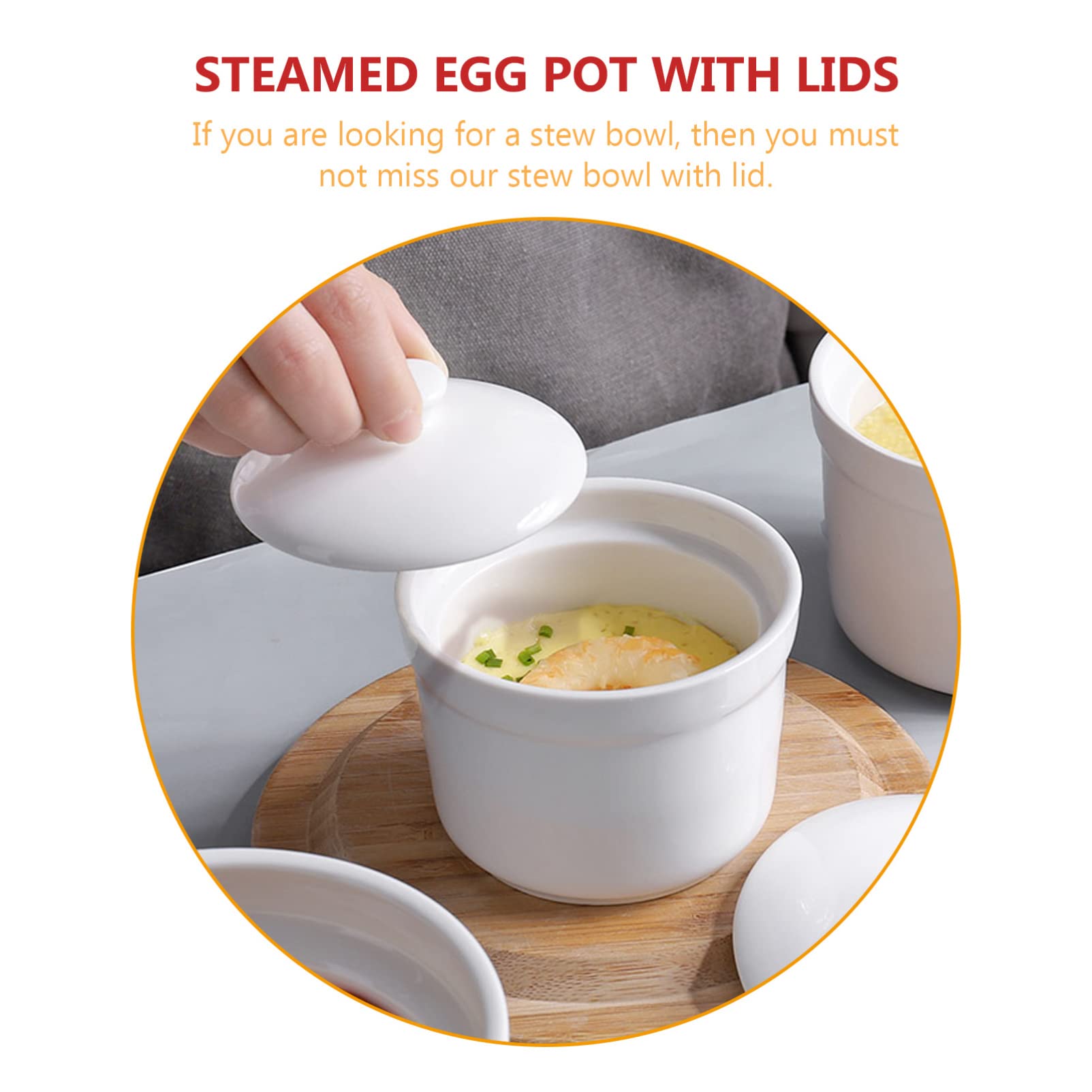 Angoily 2pcs Ceramic Stew Pot with Lid Small Steam Soup Bowl Steaming Cup Stockpot Cookware for Egg Custard Medicinal Birds